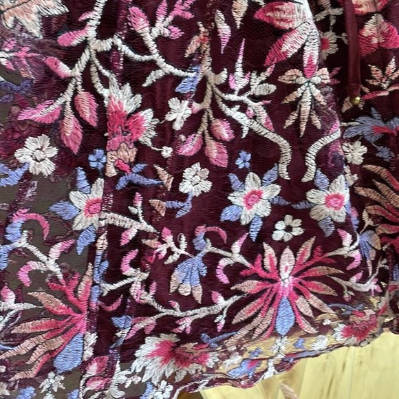 Free people embroidered maroon dress size 2 - Picture 3 of 4